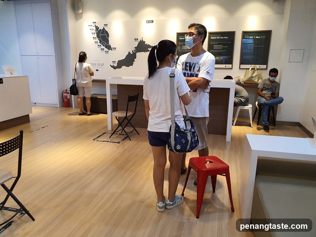 Interior of a tech store or Apple service center
