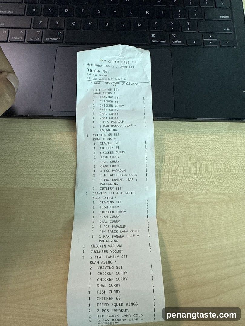 Order receipt from delivery