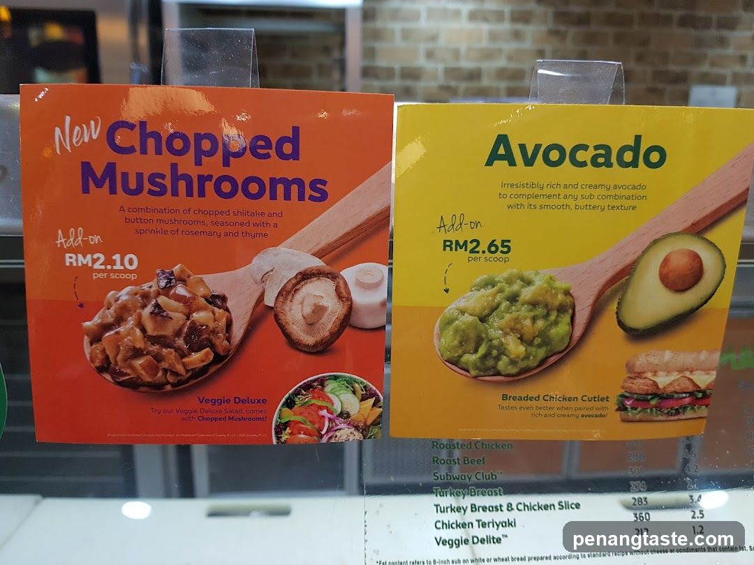 Chopped Mushrooms and Avocado Menu Advertisements