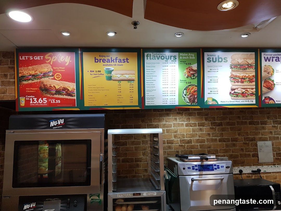 Subway Menu Board and Kitchen Area