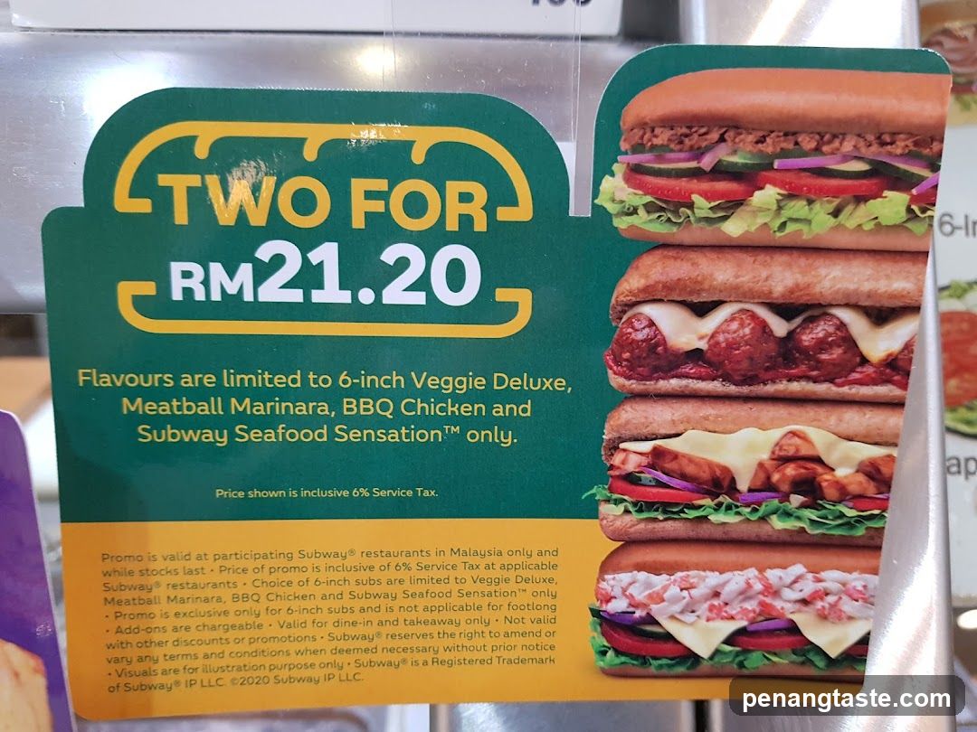 Subway Two For RM21.20 Promo Flyer