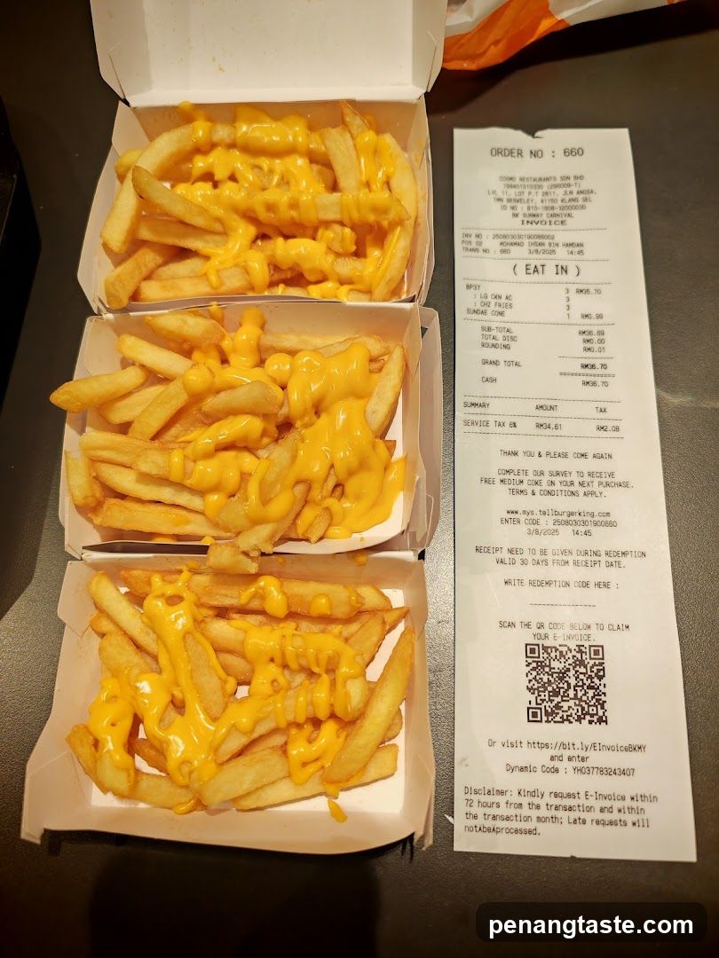 Cheese Fries and Receipt