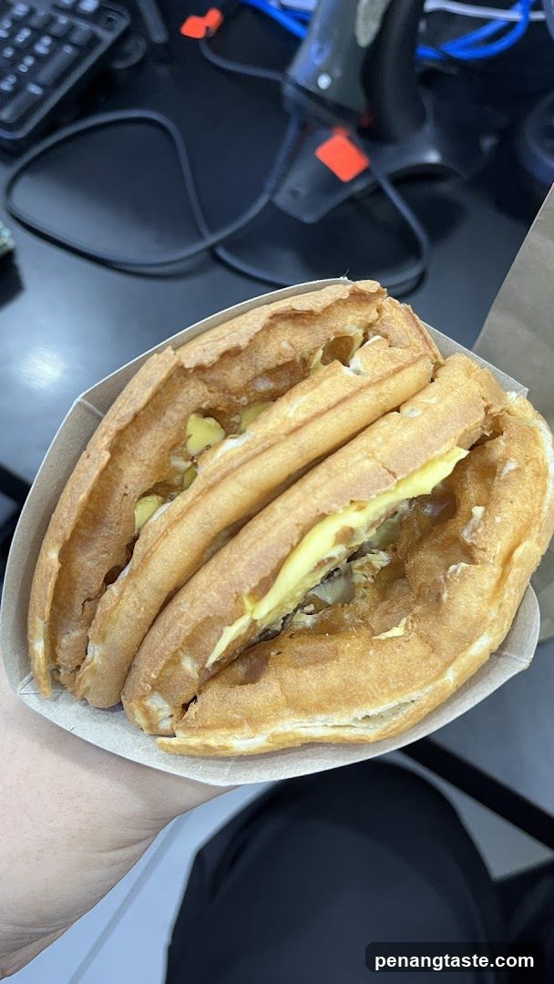 Waffle Sandwich with Egg and Toppings