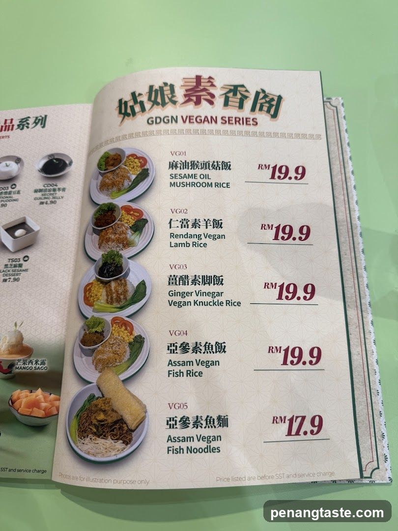 GDGN Vegan Series Menu