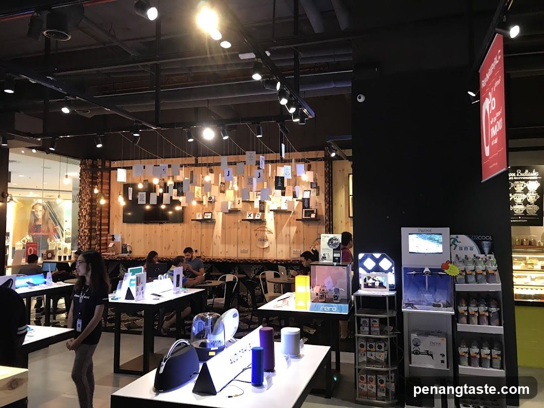 Interior of a retail electronics or tech store
