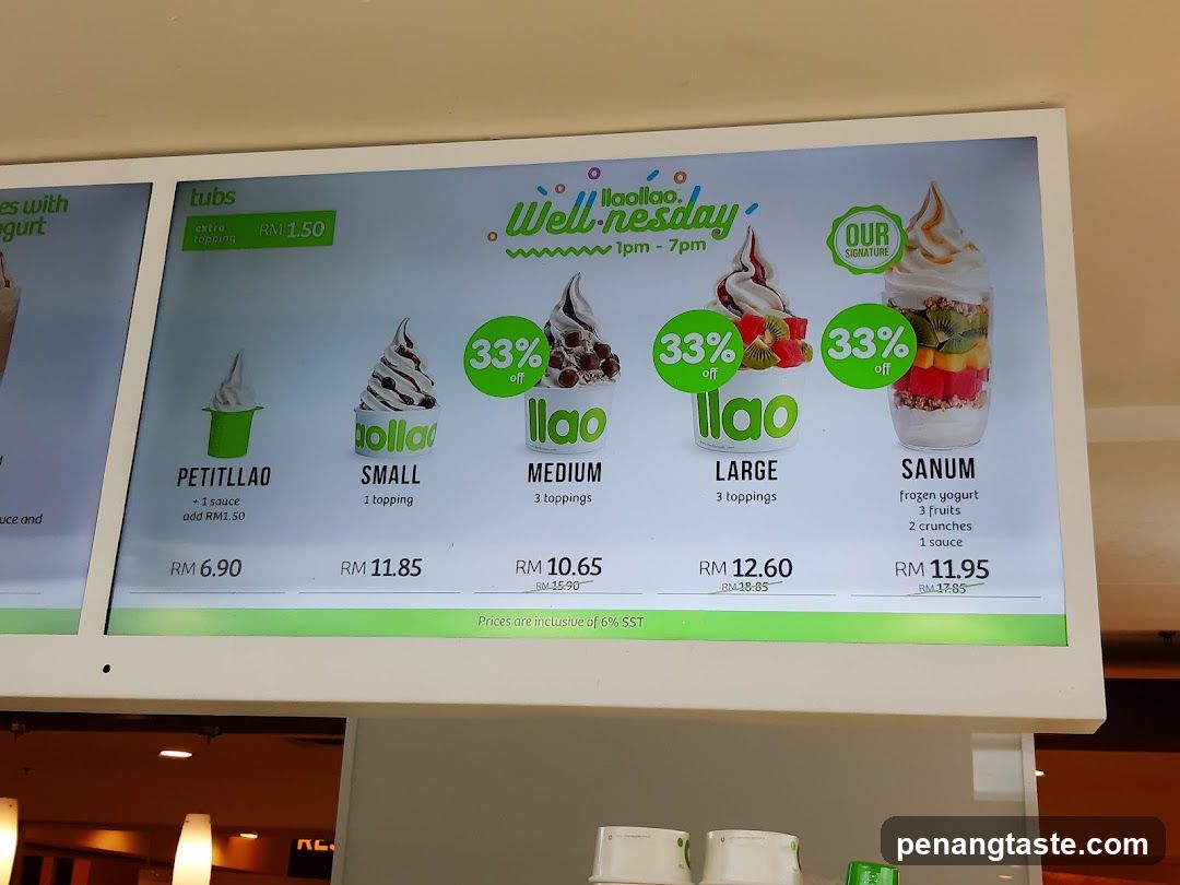 Llaollao Well-nesday Menu Board