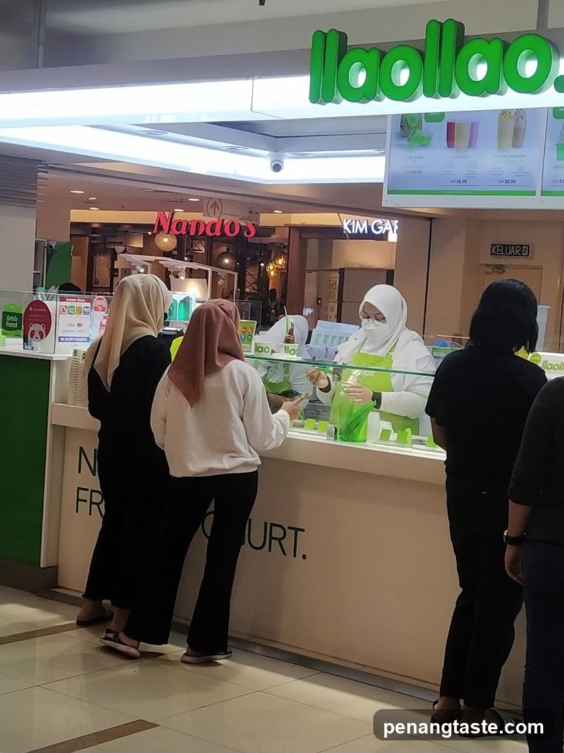 Interior of shopping mall food court