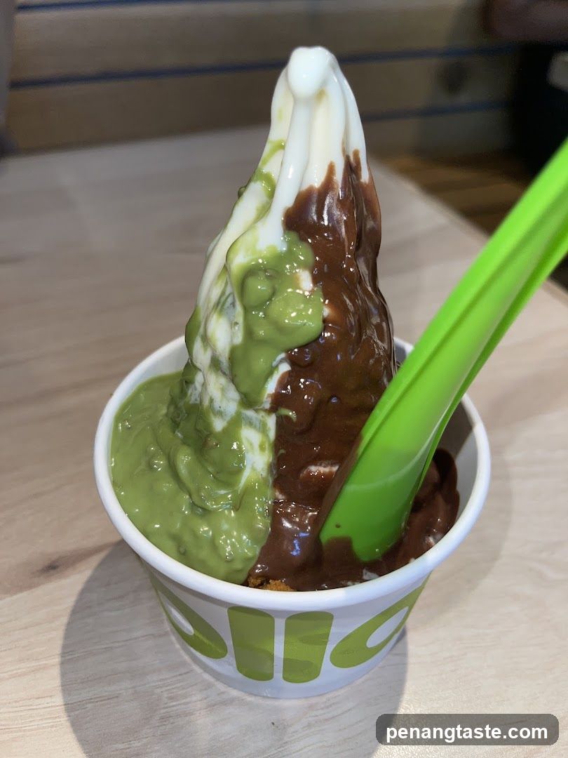 Soft-serve ice cream with toppings