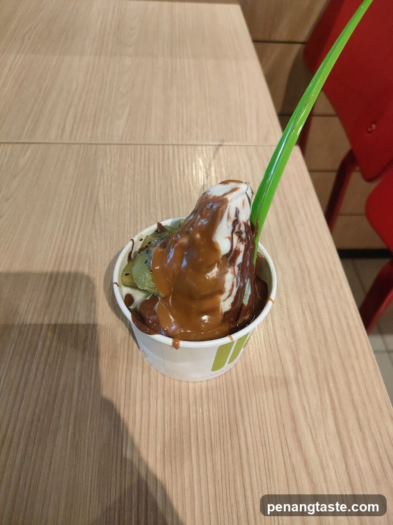 Ice cream cup on wooden table