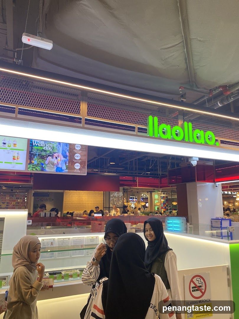 Inside a shopping mall food court