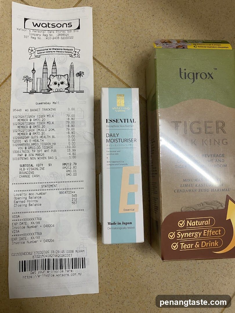 Watsons Receipt and Products