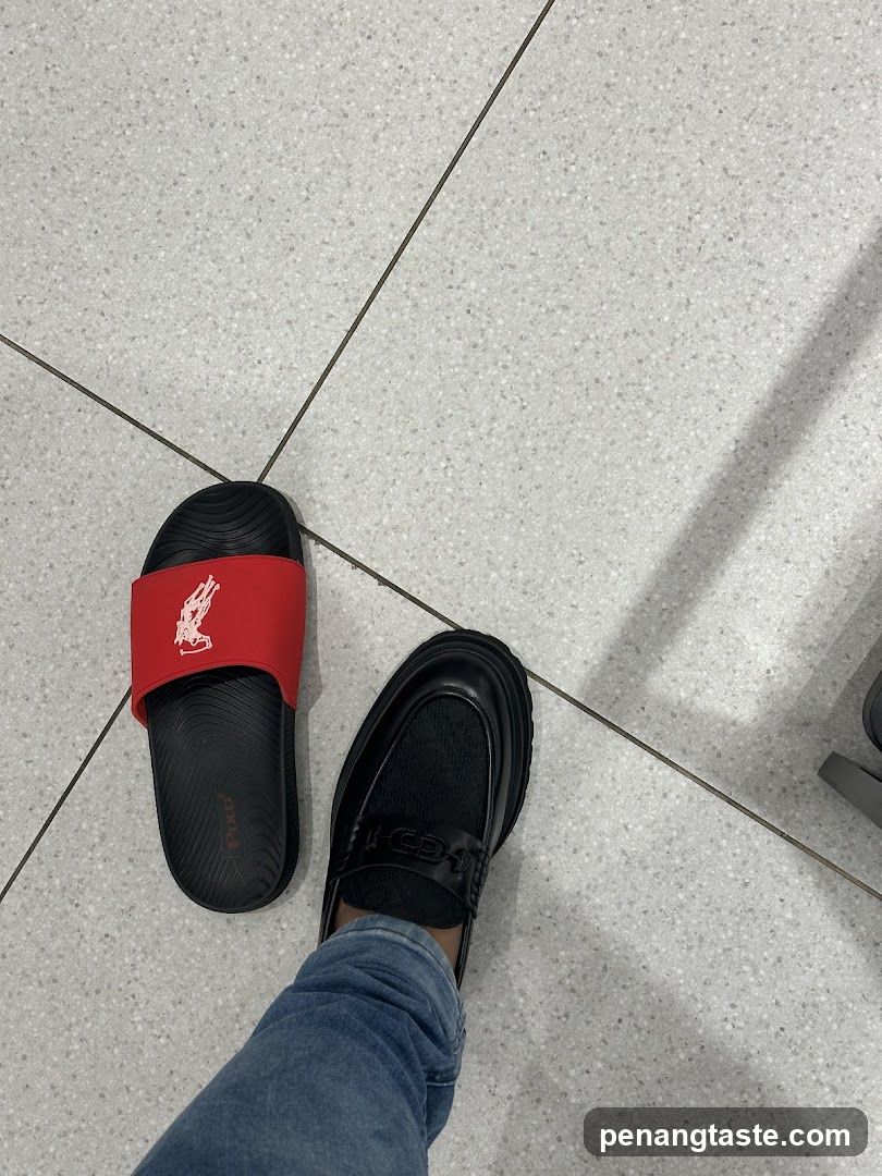 Footwear on tiled floor