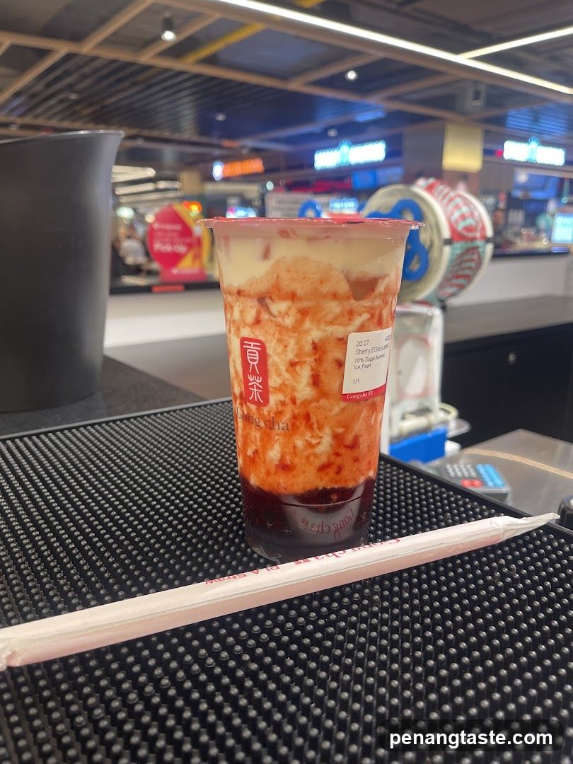 Boba tea drink at counter