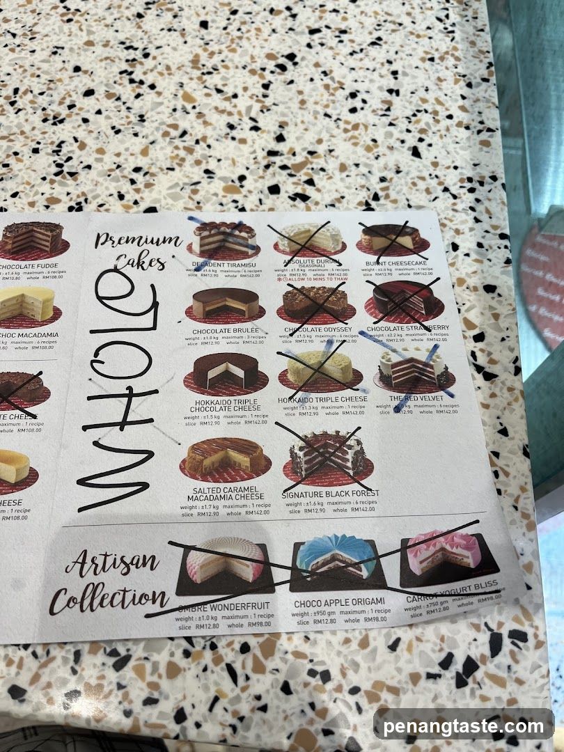 Cake Menu on Terrazzo Surface