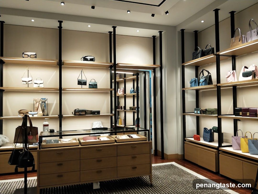 Interior of luxury handbag store