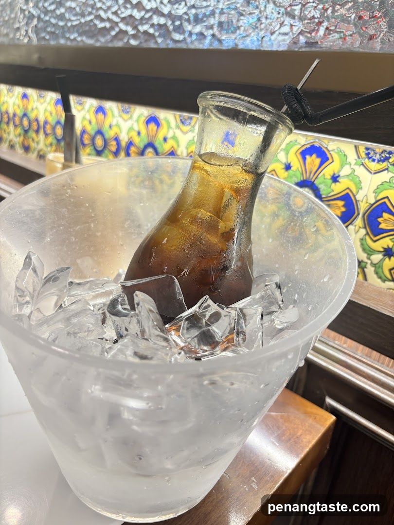 Iced beverage in ice bucket