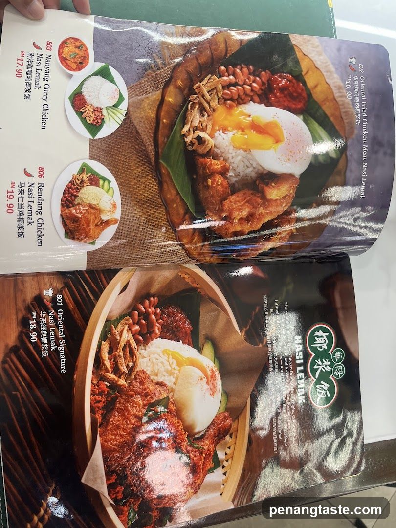 Nasi Lemak Menu Page