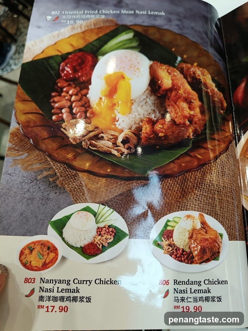 Nasi Lemak Menu Page