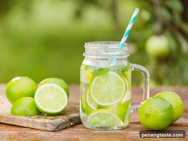 Lime Infused Water with Straws