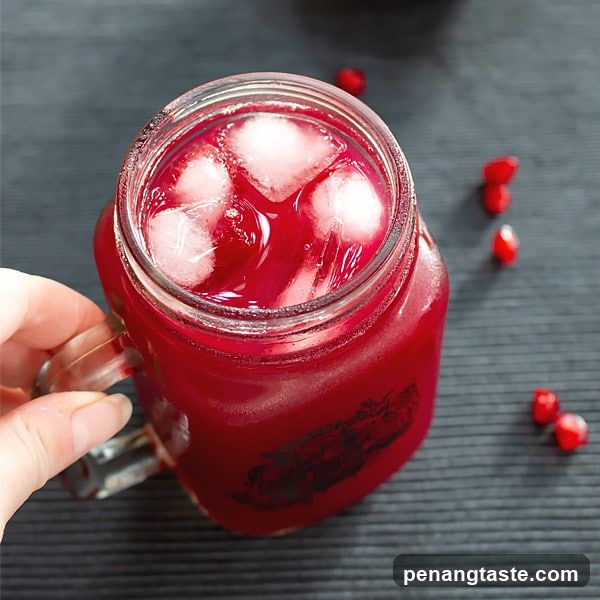 Pomegranate Drink in Mason Jar