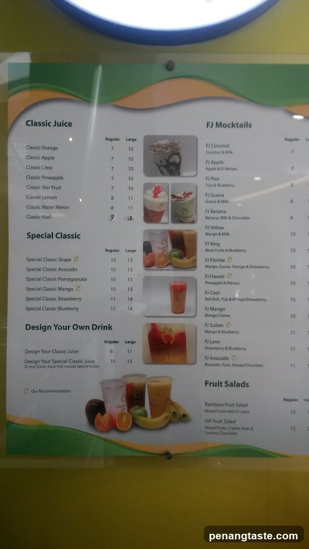 Juice and Mocktail Menu