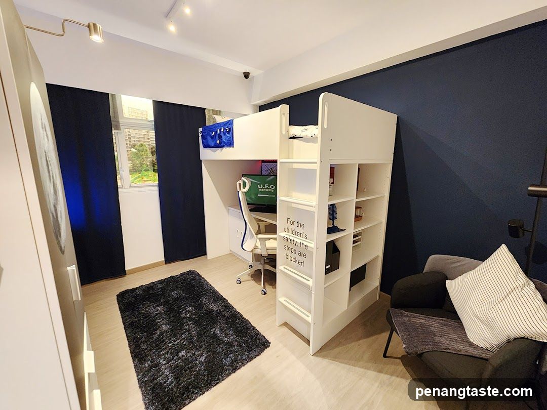 Modern Bedroom Interior with Loft Bed