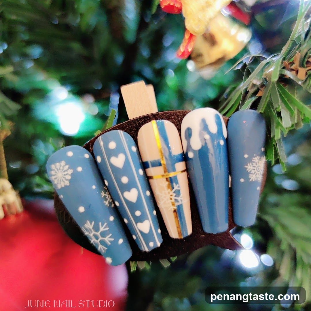 Christmas-themed nail art display