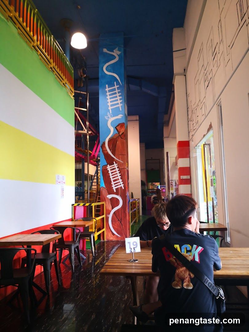Interior of a colorful café or restaurant