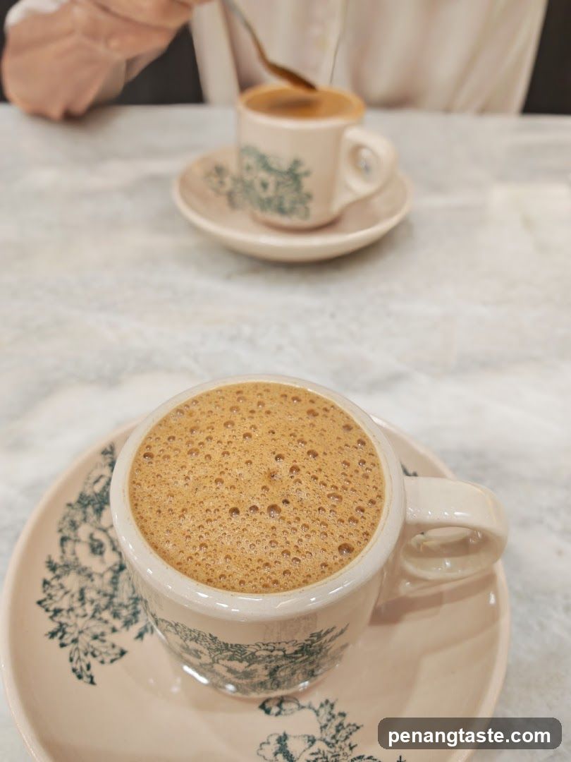 Coffee cups on marble table