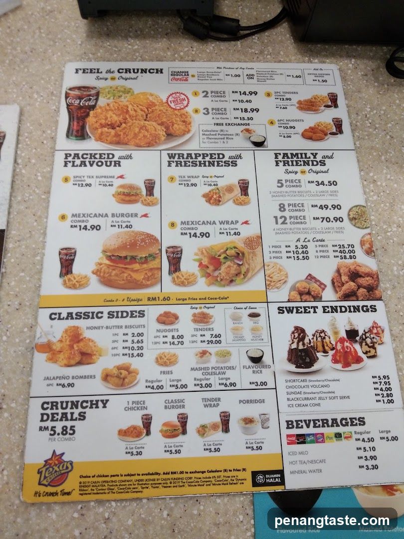 Texas Crisps Menu