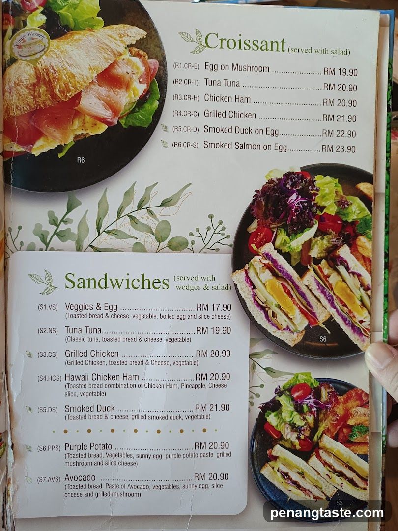 Sandwiches and Croissants Menu