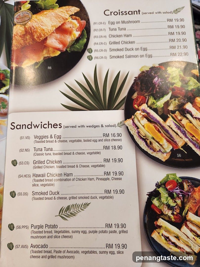 Sandwiches and Croissant Menu