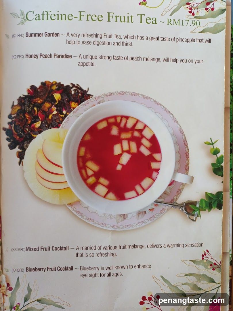 Caffeine-Free Fruit Tea Menu