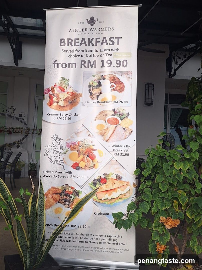 Breakfast Menu Banner at Winter Warmers Coffee & Tea House