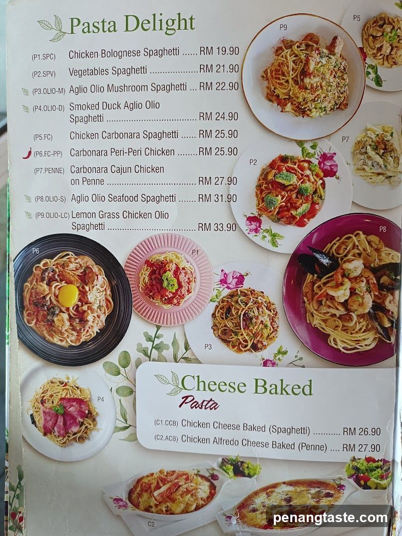 Pasta Delight Menu
