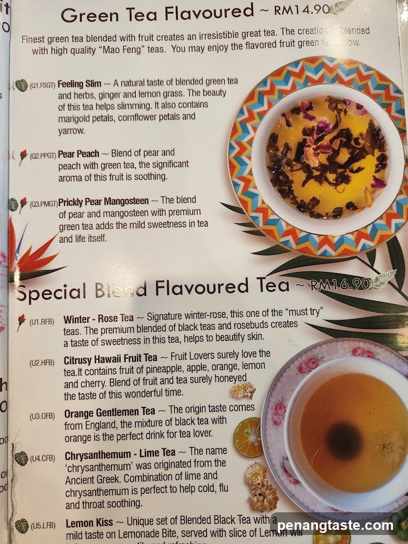 Flavoured Tea Menu