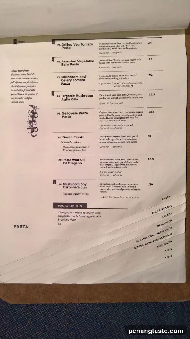 Pasta Menu