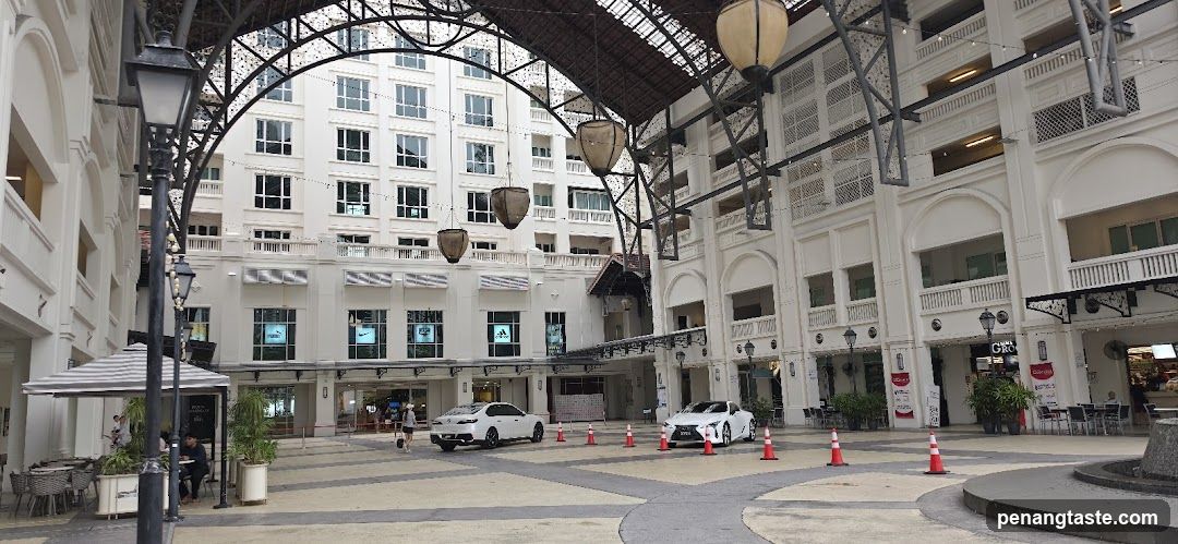 Outdoor courtyard of a multi-level building complex
