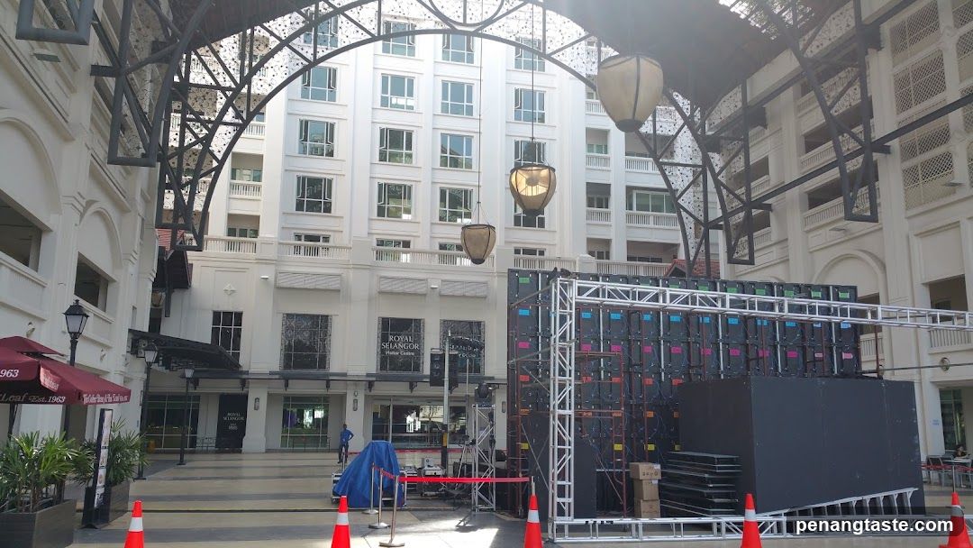 Outdoor courtyard with event setup