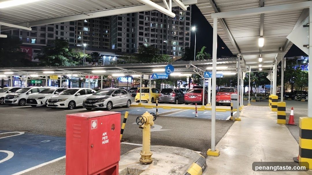 Nighttime parking lot