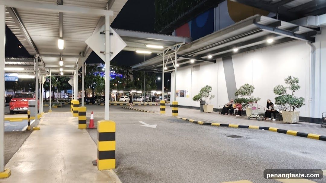 Nighttime parking area exterior
