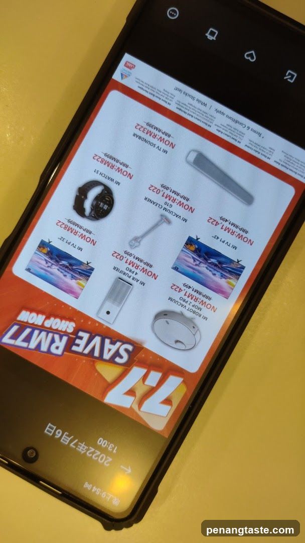 Mobile Screen Displaying Sale Advertisement