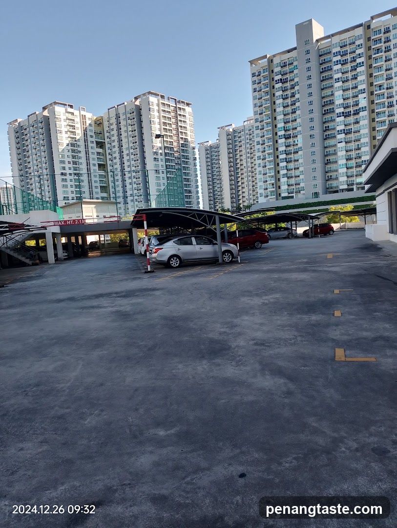 Parking Area in Front of High-Rise Residential Buildings