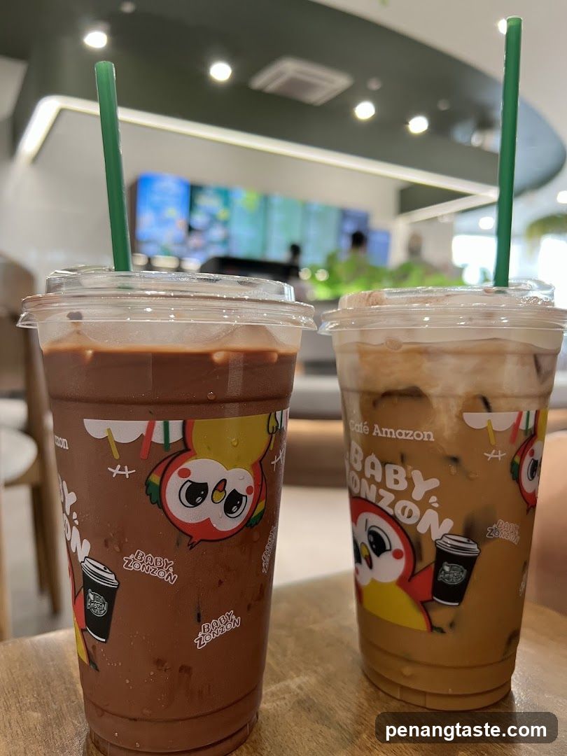 Two iced beverages at Café Amazon