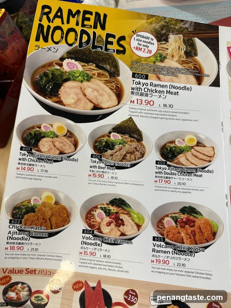 Ramen Noodles Menu