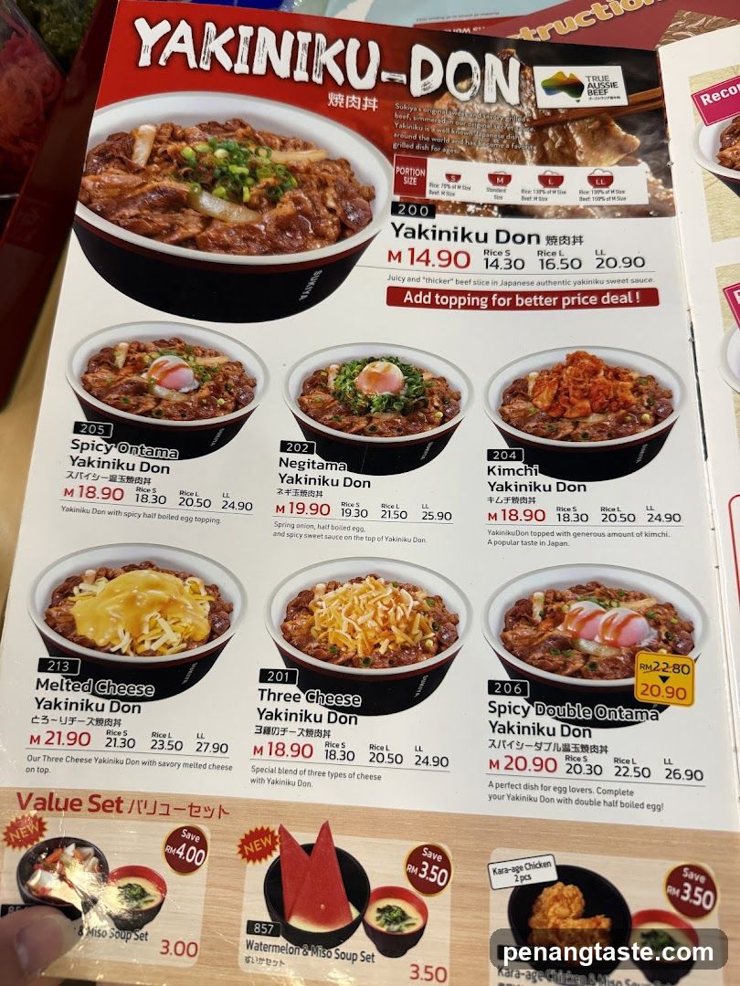Yakiniku-Don Menu