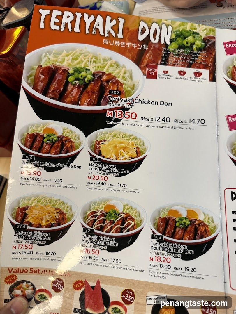 Teriyaki Don Menu