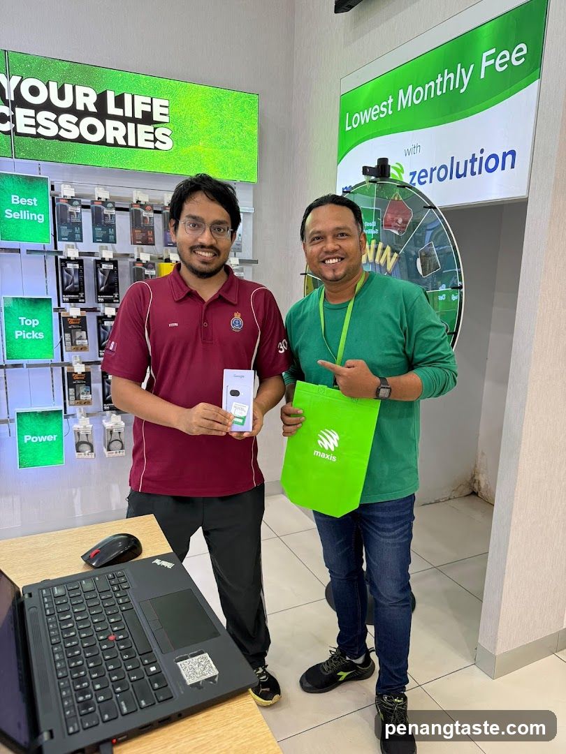 Two men in store interior