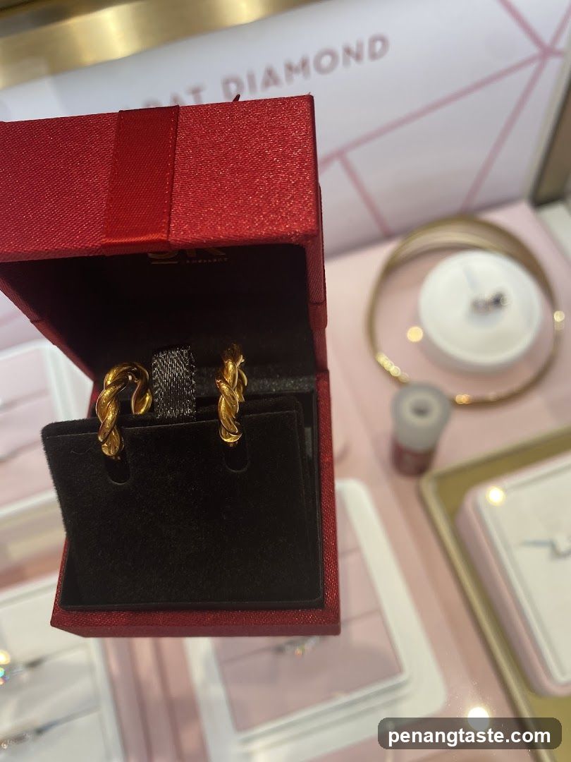 Gold Earrings in Red Box