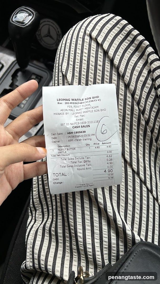 Receipt from Leomag Waffle SDN BHD